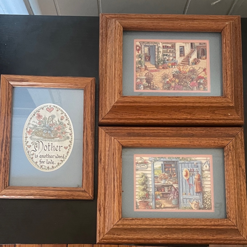 Craft Wooden Framed Art with Blue and Brown Accents